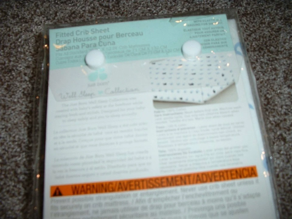 Just Born Whale Fitted Crib Sheet White Blue Navy Gray Baby Boy Nursery NWT RARE - Image 2 of 3