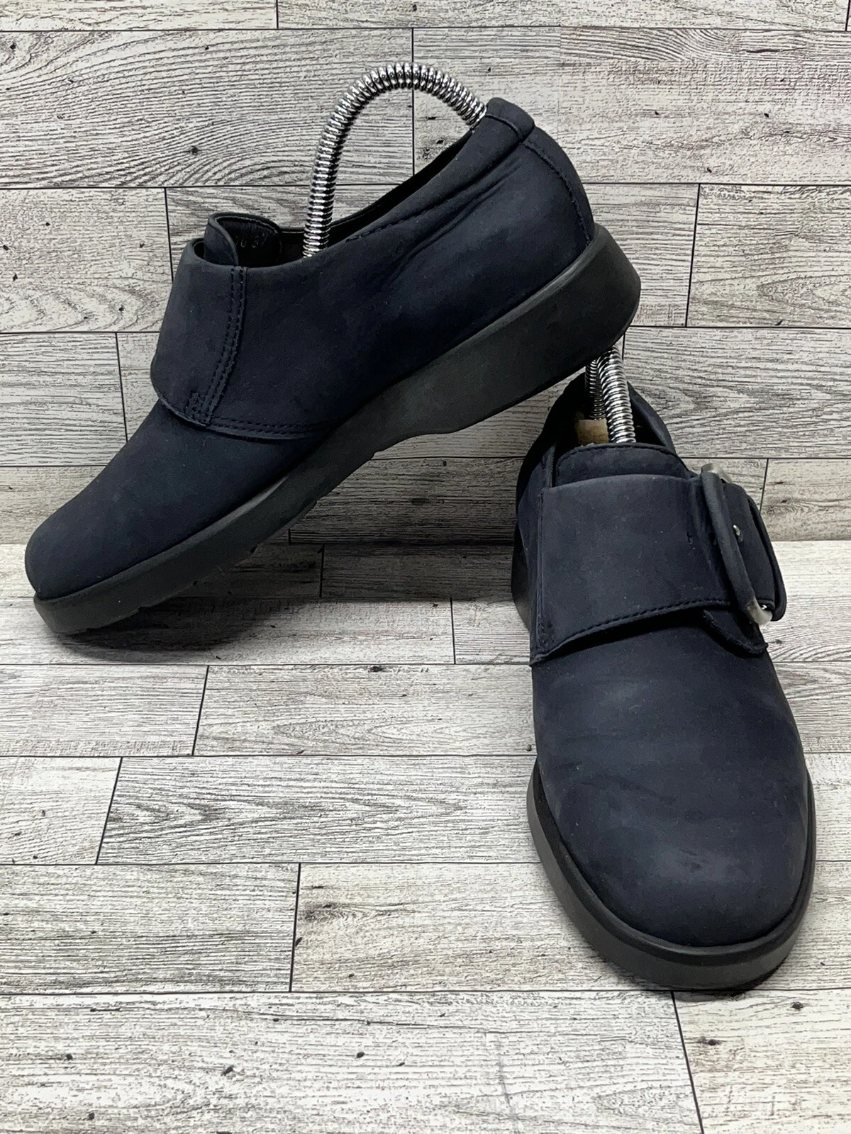 ECCO Mocassino donna blu pelle scamosciata cinturino monaco taglia EU 37 US 6 5