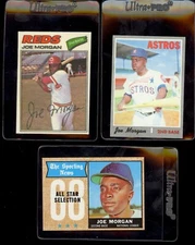LOT OF 3 JOE MORGAN Baseball Cards 1968-1977 Astros Cincinnati Reds HOF NR/MT