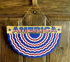 Bunting Banner USA Decor Wall Sign 4th Of July America