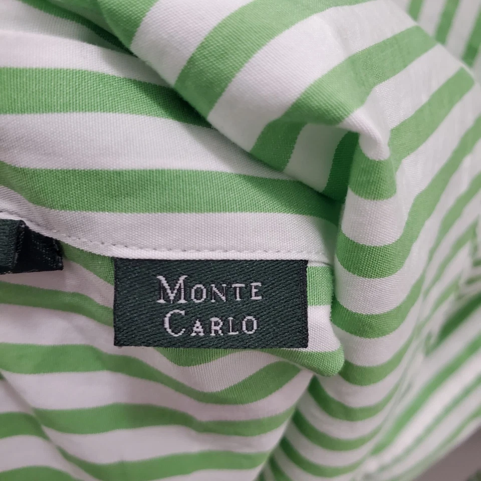 House of Carrington Legend Para Hombre Monte Carlo Verde Blanco Raya LS Abotonada M Foto 4 de 4