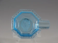 Vintage Czech Glass Blue Lady Head Intaglio Ashtray c.1930