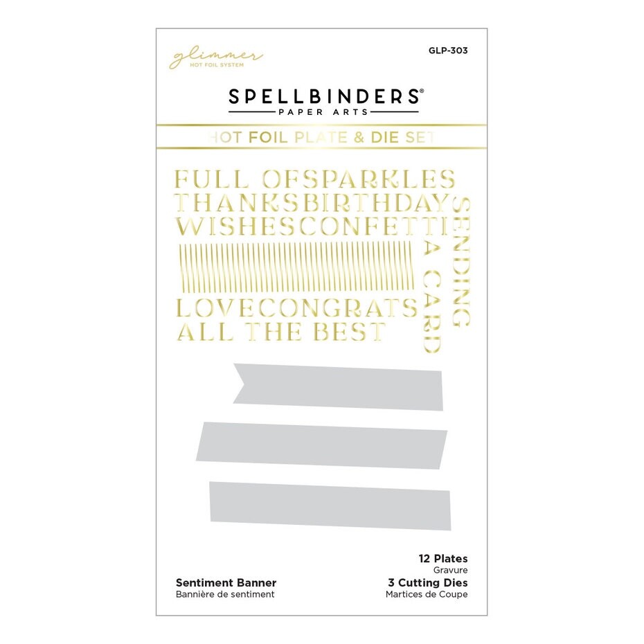 Spellbinders Sentiment Banner Glimmer Hot Foil Stamp & Die Birthday Card Making