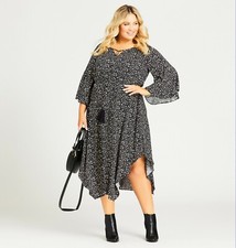 Women's Plus Avenue Print Dress Avril - Size: 22/24 Color: Irregular Black Spot