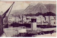 Old postcard 50 CHERBOURG Bassin du Commerce Ships Steamer WENGNORTH Hangar BRETEL 1910