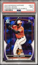 2023 BOWMAN SAPPHIRE ED CHROME PROSPECTS PURPLE #BCP7 MISHAEL DESON 11/25 PSA 9