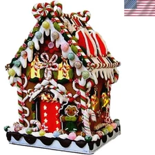 Multicolor Claydough and Metal Gingerbread House - Illuminated Tabletop Piece