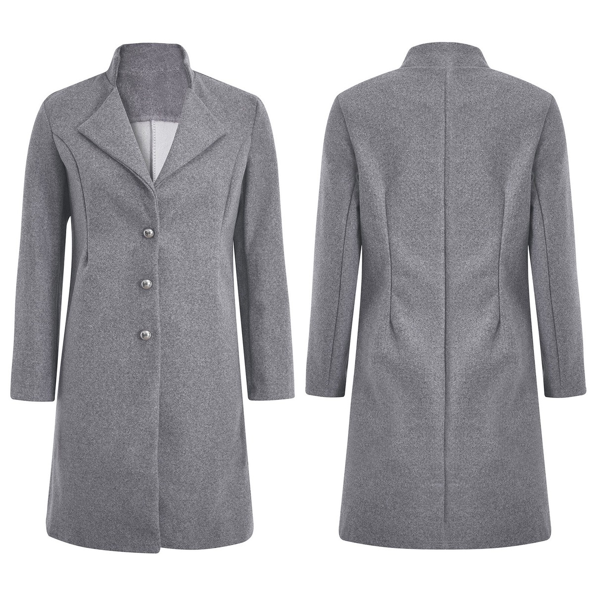 Womens Coat Lapel Wool V Neck Jacket Autumn Outerwear