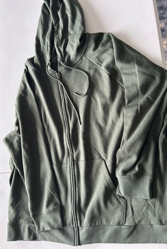 Terra & Sky Women's Plus Size Fleece Zip Up Hoodie Dark Aloe Green 3XL 24-26