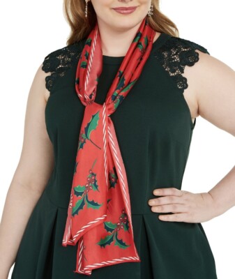 $45 ECHO HOLLY JOLLY HOLIDAY  SILK SCARF E3
