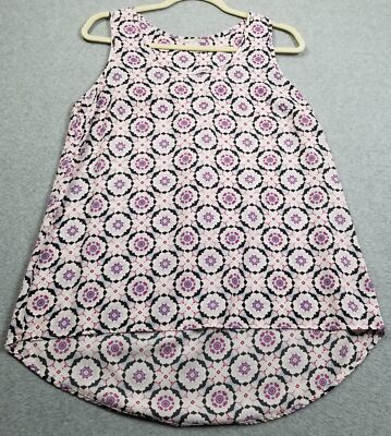 #ad Halogen Tank Top Women Medium Floral Sleeveless Scoopneck High Low Spring Summer $12.79