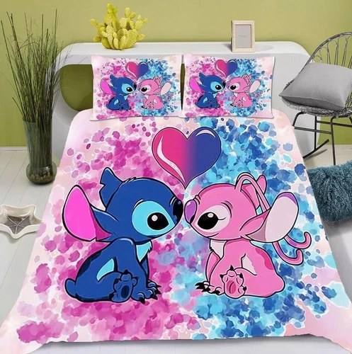Cute Stitch Kinder Bettwäsche Set 2/3-teilig Quilt Bettbezug Schlafsaal Single Double King/Groß - Bild 3 von 22