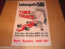 VINTAGE 1977 OFFICIAL INDIANAPOLIS INDY 500 TIME TRIALS POSTER 14" X 22" - MINT