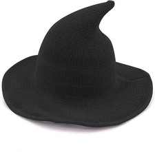 Witch Hat Women Knitted Cap Costume Halloween Party Black