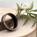 Faceted Brushed finish Christmas Gifts Band 8mm Rose Gold & Black Tungsten Ring — photo 4