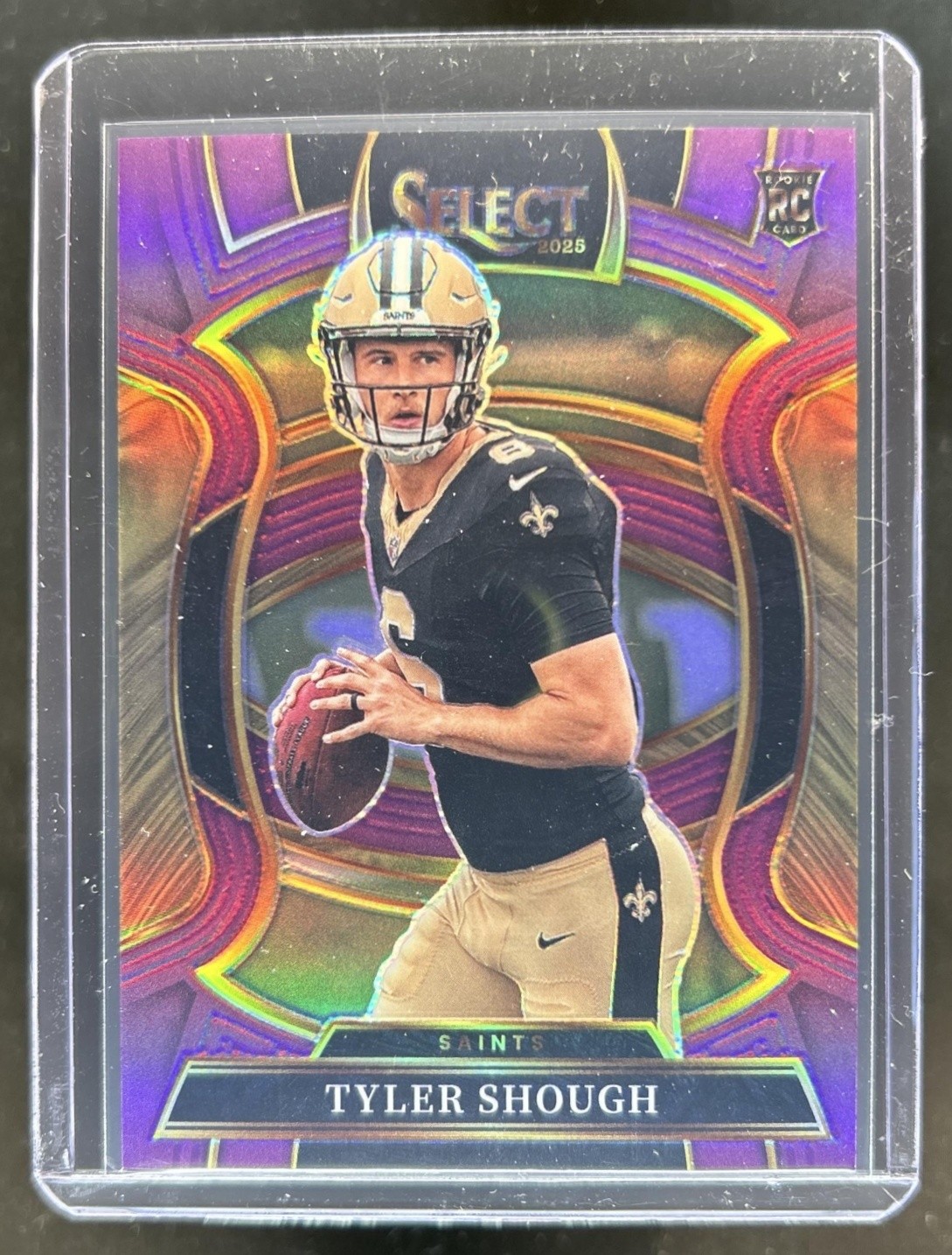 2025 Panini Select Tyler Shough Concourse RC Purple Prizm Rookie #/75 Saints