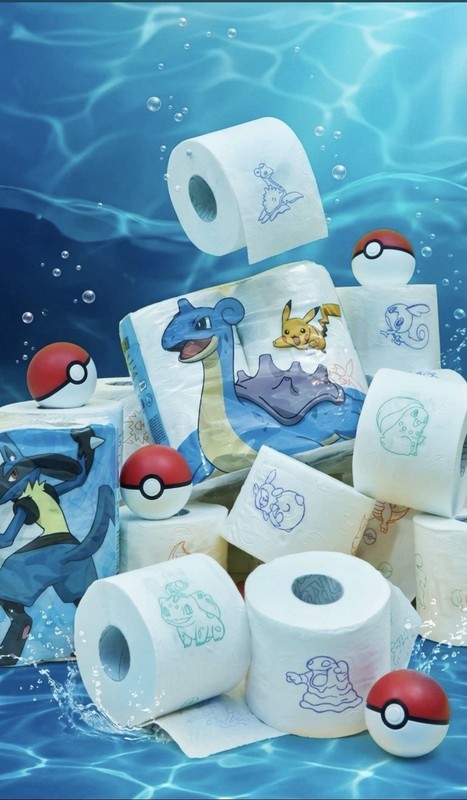 Renova Pokémon Printed Toilet Paper, 2-Ply White Rolls, 2-10 Pack