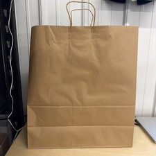 35ct-18 x 7.5x 20 in. Large Brown Kraft Paper Shopping Bags with Handles