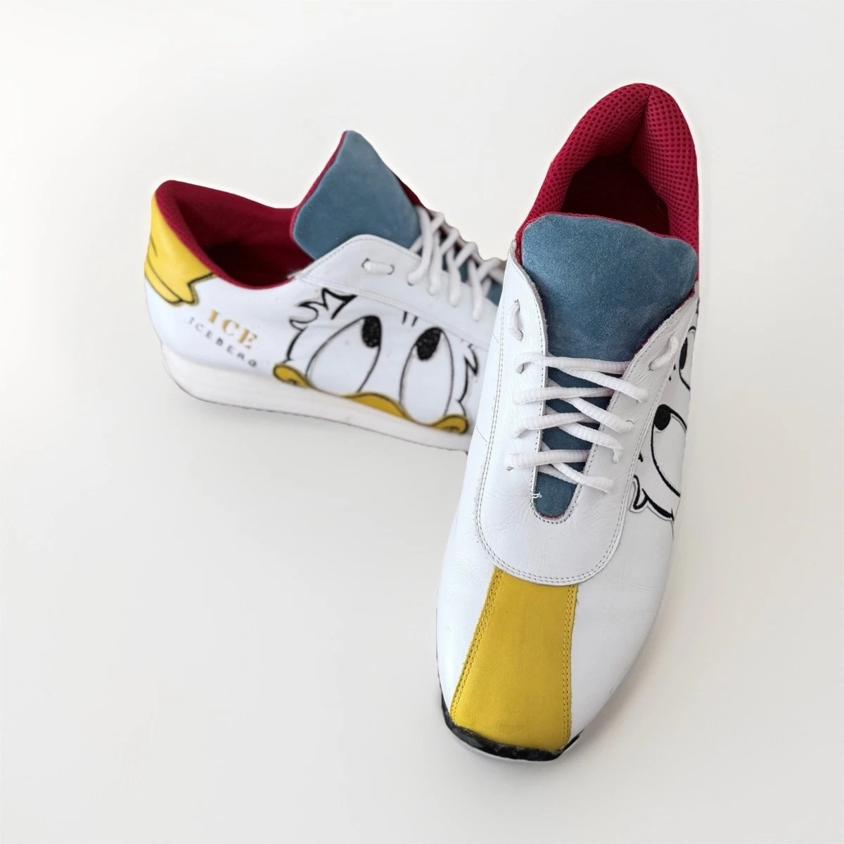 Iceberg Trainer Sneakers Waffle Bottom White Size 45 Gray Blue Red Accents Iceberg Sneakers for Men | eBay main image 3