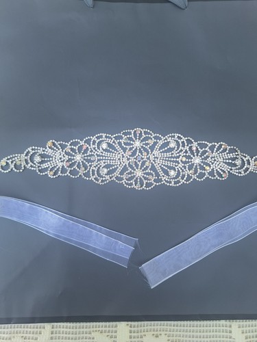 Elegant Rhinestone Applique Belt – 14 in, Wedding or Evening Dress Decoration