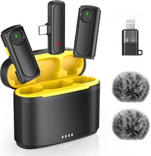 Wireless Mini Microphone for iPhone - 2 Pack Lavalier Microphone for Video Recor