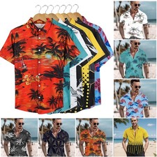 Hawaii Shirt Men Summer Tops Beach Cruise Short Sleeve Button Printed Shirt US