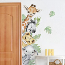 44.88 11.75 Inch Jungle Safari Animal Wall Decals Watercolor Forest Elephant Lio