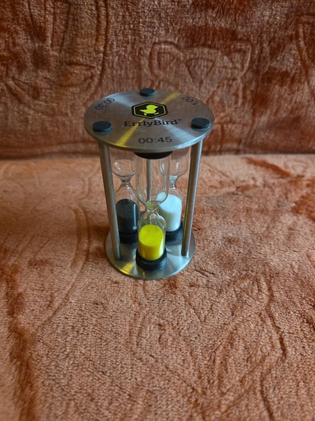 3 in 1 Stainless Steel ERRLYBIRD Timer. Sand Hourglass. 30/45/60. 3"