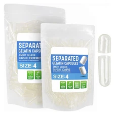 Size 4 Empty Capsules 1K-10K Clear Empty Gelatin Capsules Kosher Separated