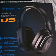 TREBLAB U5 Bluetooth Over-Ear Headphones ANC Transparency Foldable Black