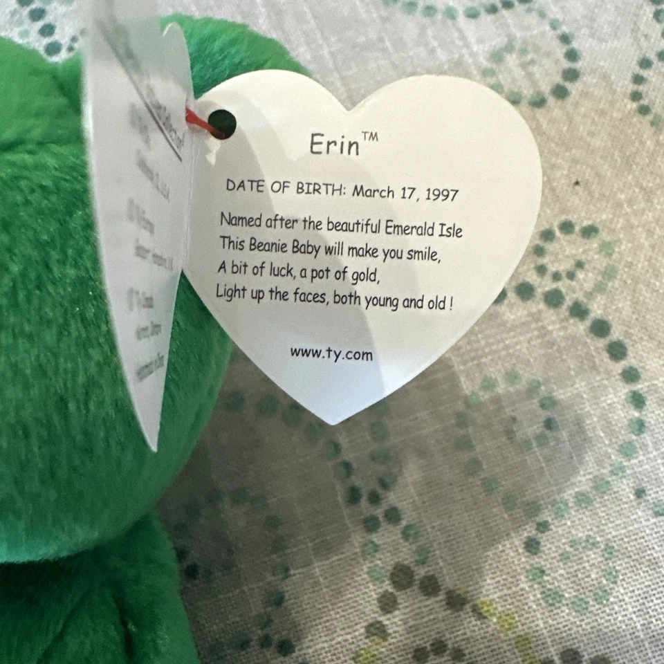 Ty Beanie Baby Erin The Bear 1997 ULTRA RARO exclusivo del Reino Unido MÚLTIPLES ERRORES Foto 4 de 4