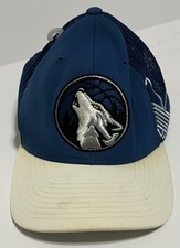 Adidas NBA Minnesota Timberwolves Wolf Logo Trucker Hat Cap L/XL Blue Cream Mesh