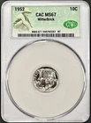 1952 ROOSEVELT DIME CACG MS67 WITTERBRICK PANHANDLER LABEL