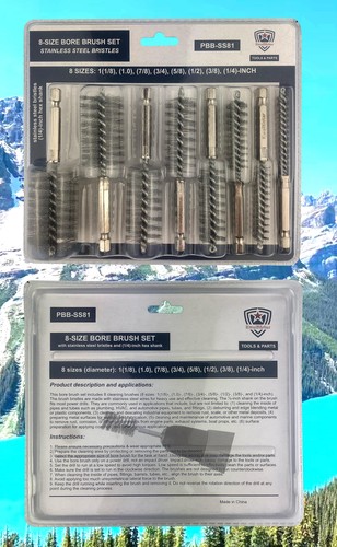 Spazzola per Alesaggio in Acciaio Inox [Set di 8 Dimensioni] Filo per Trapano Elettrico, Argento  - Foto 7 di 7