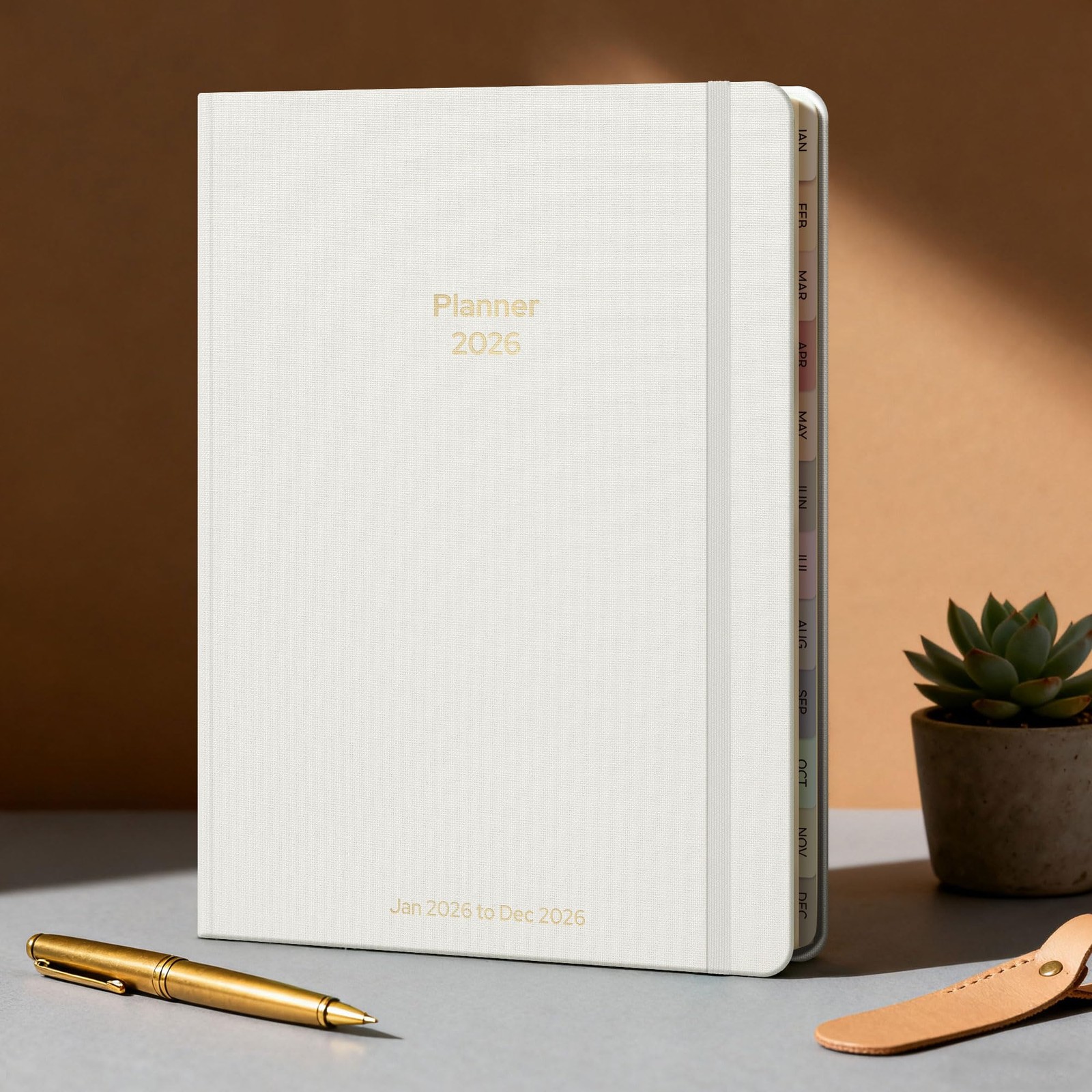 2026 Agenda Planner, Weekly Monthly Layout, Hardcover Notebook, Off White thumbnail 3