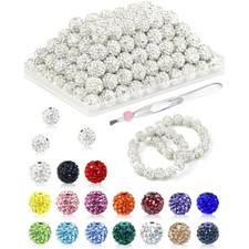 120pcs rhinestone beads for jewelry making, 10mm crystal white shiny