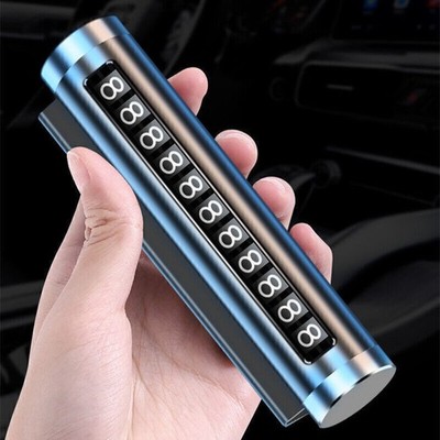 Car Temporary Parking Card Universal Rotate Phone Number Plate Aluminum Stickers