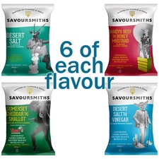 SAVOURSMITHS Mixed Box of 24 Crisps 40g Bags - 6 of Each Flavour - Hand Cooked