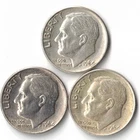 Three 1964 Silver Roosevelt Dimes