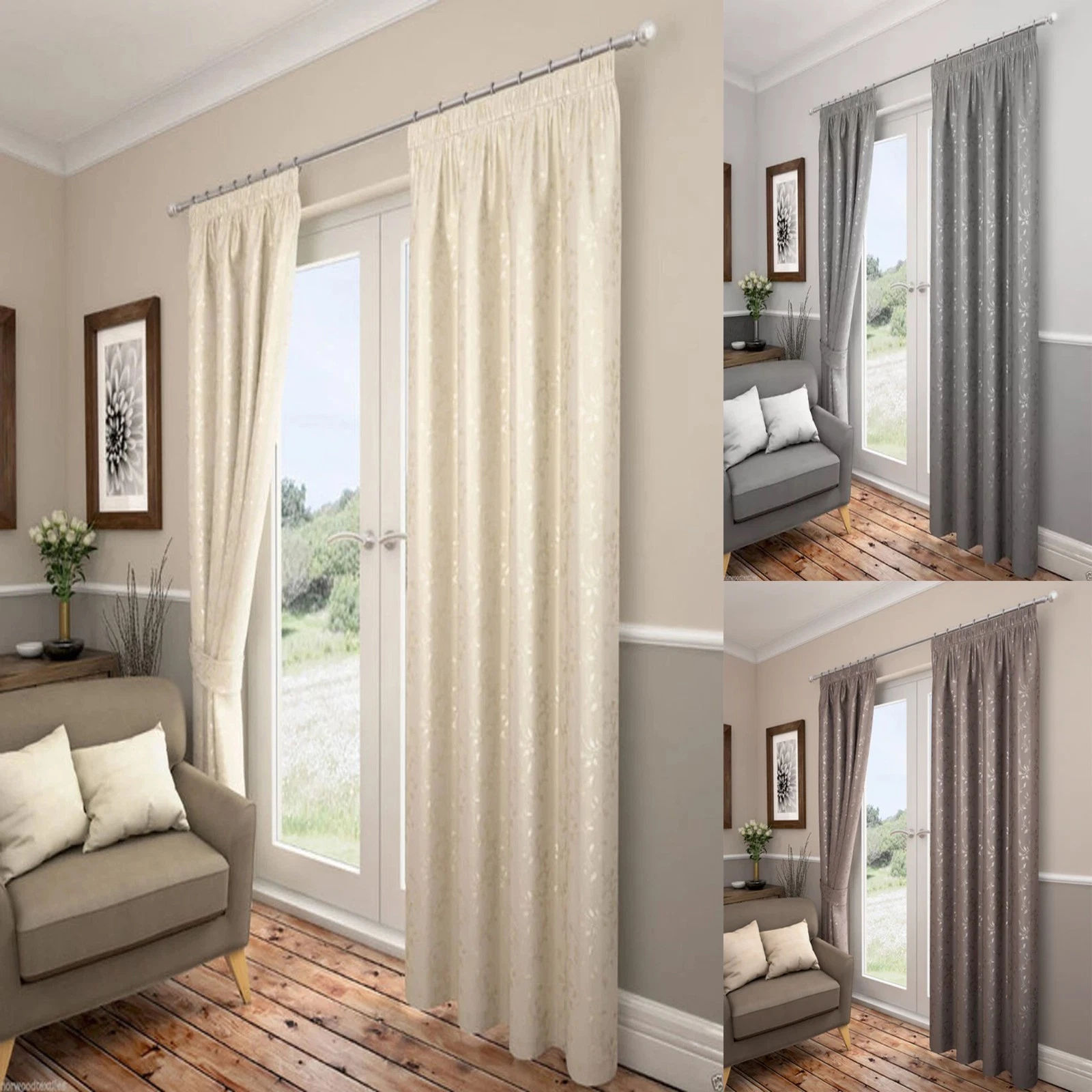 Reduced To Clear Carlton Ready made Curtains Pencil Pleat Heading
