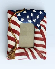 American Pride Oh Beautiful Picture Frame Resin Hand-painted 3x5 Photo