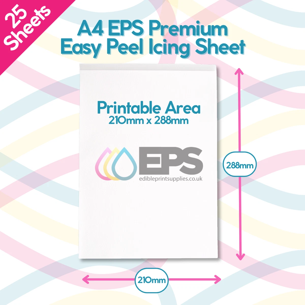 EPS Premium Easy Peel Glasur Blätter für essbaren Druck - DIN A4 - 25er Pack