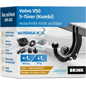 ANHÄNGERKUPPLUNG für Volvo V50 545 MW 04-12 starr BRINK + 13-pol E-Satz JAEGER