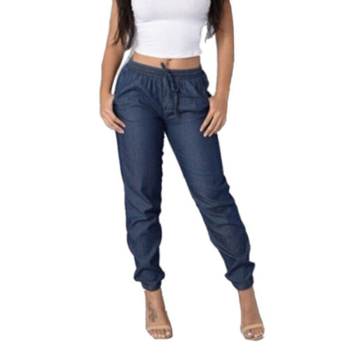Damen Denim Jogginghose Skinny Treggings Jogger Jeans Elastisch Taille*Hüftjeans - Bild 1 von 18