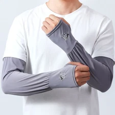 Summer Ice Silk Sleeves Men Women UV Protection Cycling Arm Sleeve Sun Screen ~