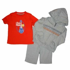 Lucky Brand Baby Boys 3pc Shirt Jacket Pants Set Orange 12 Months NEW