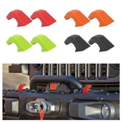  2pc Front Tow Trailer Hitch Trims Bumper Hook Cover For Jeep Wrangler JK JL JT 