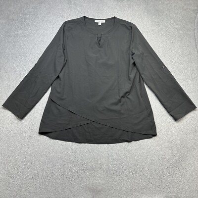 Coolibar Santa Barbara Tunic Women Small Black UPF 50 Asymmetric Long Sleeve