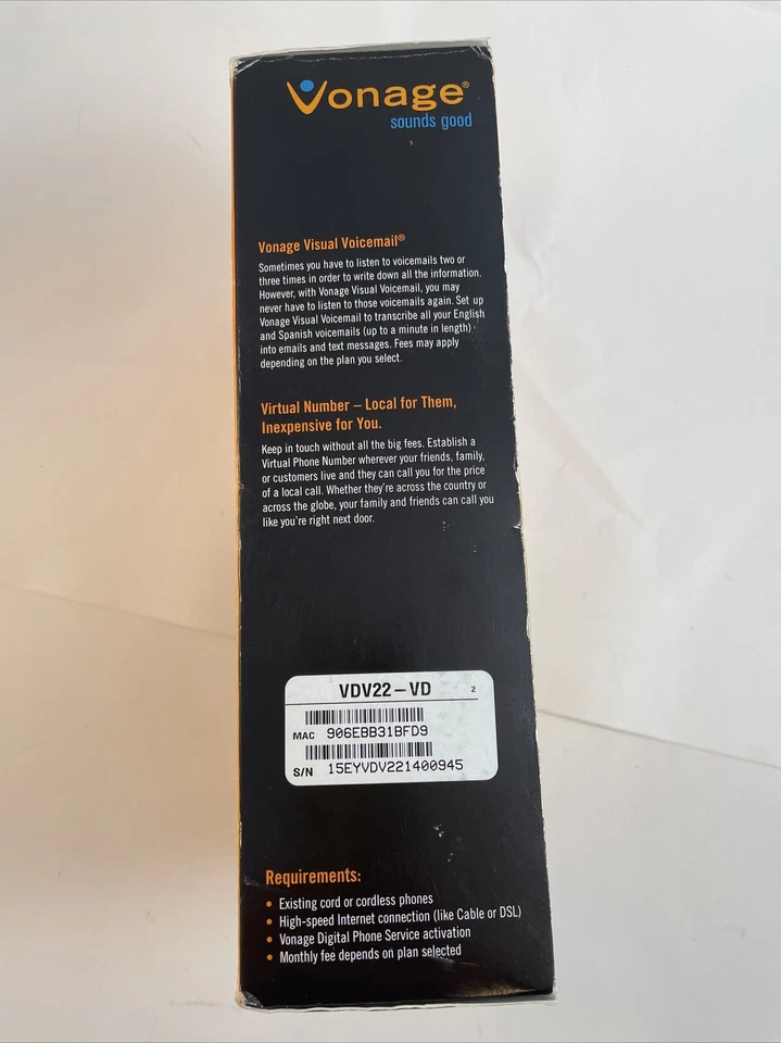 VONAGE VDV22-VD Digital VOIP Phone Adapter Open Box - Image 2 of 4