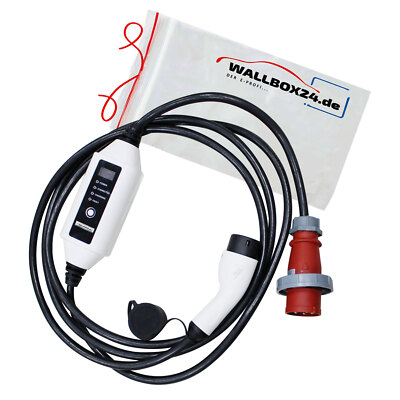 Wallbox24 Ladegerät tragbar 3Ph CEE 400V 22kW 32A Typ 2 5m Ladestrom einstellbar